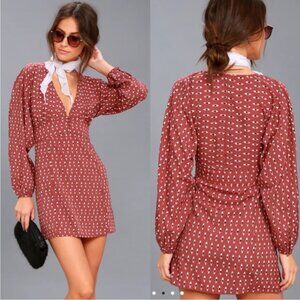Amuse Society Rose Print Long Sleeve Dress size L